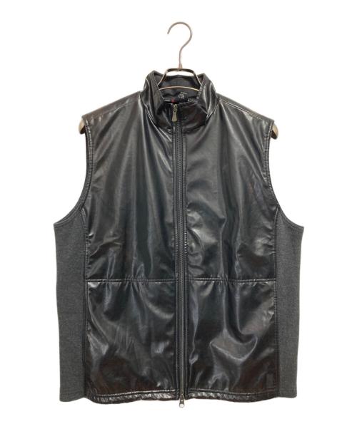 VERSACE Sport（ヴェルサーチ スポーツ）VERSACE Sport (ヴェルサーチ スポーツ) エコレザー切替ベスト ブラック サイズ:Lの古着・服飾アイテム