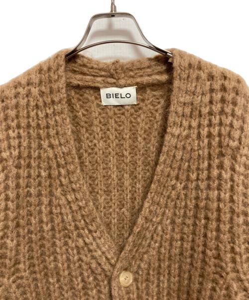 BIELO（ビエロ）BIELO (ビエロ) モヘア混Vネックニットロングカーディガン ベージュ サイズ:Sの古着・服飾アイテム