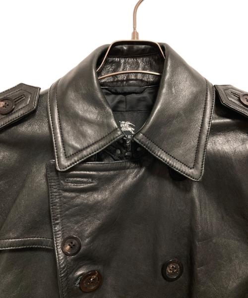 BURBERRY BLACK LABEL（バーバリーブラックレーベル）BURBERRY BLACK LABEL (バーバリーブラックレーベル) ラムレザートレンチコート ブラック サイズ:Lの古着・服飾アイテム