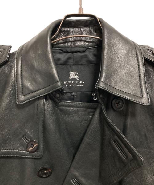 BURBERRY BLACK LABEL（バーバリーブラックレーベル）BURBERRY BLACK LABEL (バーバリーブラックレーベル) ラムレザートレンチコート ブラック サイズ:Lの古着・服飾アイテム