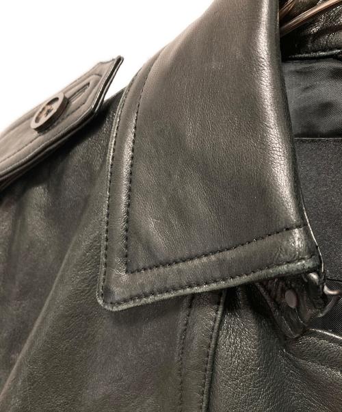 BURBERRY BLACK LABEL（バーバリーブラックレーベル）BURBERRY BLACK LABEL (バーバリーブラックレーベル) ラムレザートレンチコート ブラック サイズ:Lの古着・服飾アイテム