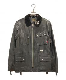 WTAPS（ダブルタップス）の古着「コーデュロイ襟切替レザージャケット」｜ブラック