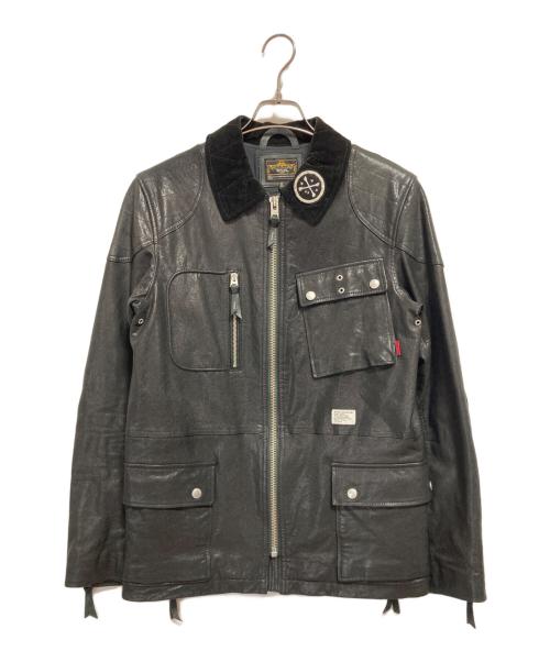 WTAPS（ダブルタップス）WTAPS (ダブルタップス) コーデュロイ襟切替レザージャケット ブラック サイズ:Mの古着・服飾アイテム