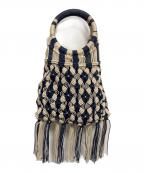 ne quittez pasヌキテパ）の古着「カゴバッグ」｜ブルー×ホワイト