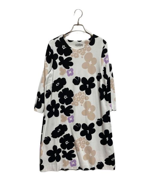 marimekko（マリメッコ）marimekko (マリメッコ) カットソーワンピース ホワイト×ブラック サイズ:Mの古着・服飾アイテム