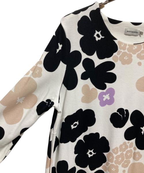 marimekko（マリメッコ）marimekko (マリメッコ) カットソーワンピース ホワイト×ブラック サイズ:Mの古着・服飾アイテム