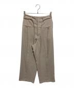 crewreクルー）の古着「ピンタックスラブストレートパンツ」｜ベージュ