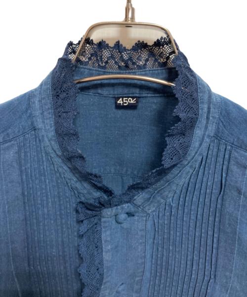 45R（フォーティファイブ・アール）45R (フォーティファイブ・アール) 藍インドカディのレースフリルブラウス インディゴ サイズ:-の古着・服飾アイテム