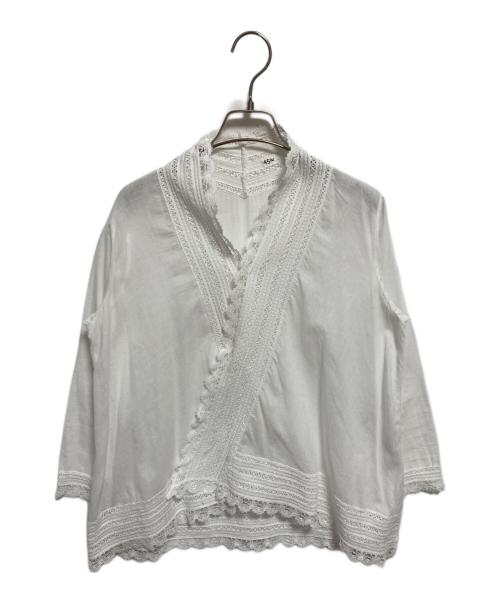45R（フォーティファイブ・アール）45R (フォーティファイブ・アール) カットワークレース切り替えブラウス ホワイト サイズ:2の古着・服飾アイテム