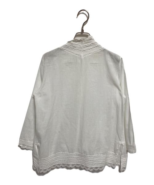 45R（フォーティファイブ・アール）45R (フォーティファイブ・アール) カットワークレース切り替えブラウス ホワイト サイズ:2の古着・服飾アイテム