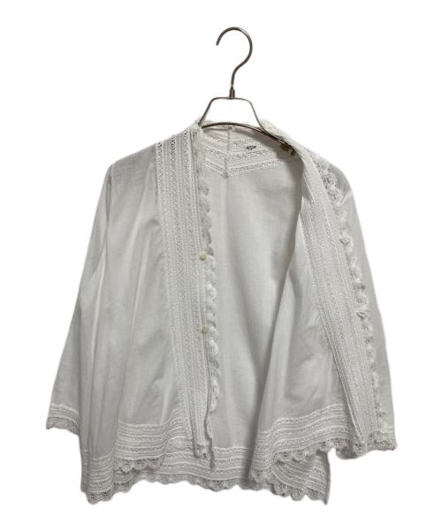 45R（フォーティファイブ・アール）45R (フォーティファイブ・アール) カットワークレース切り替えブラウス ホワイト サイズ:2の古着・服飾アイテム
