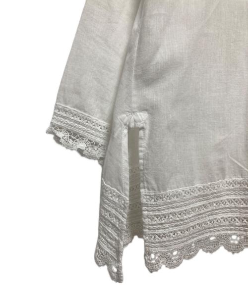 45R（フォーティファイブ・アール）45R (フォーティファイブ・アール) カットワークレース切り替えブラウス ホワイト サイズ:2の古着・服飾アイテム