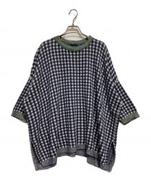 SDL 45R（フォーティーファイブアール）の古着「ギンガムジャカードのビッグスリットTシャツ」｜ネイビー