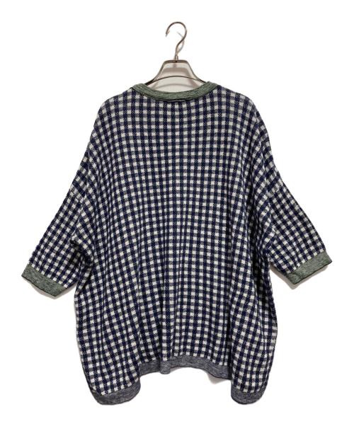 SDL 45R（フォーティーファイブアール）SDL 45R (フォーティーファイブアール) ギンガムジャカードのビッグスリットTシャツ ネイビー サイズ:-の古着・服飾アイテム