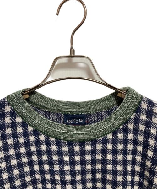 SDL 45R（フォーティーファイブアール）SDL 45R (フォーティーファイブアール) ギンガムジャカードのビッグスリットTシャツ ネイビー サイズ:-の古着・服飾アイテム