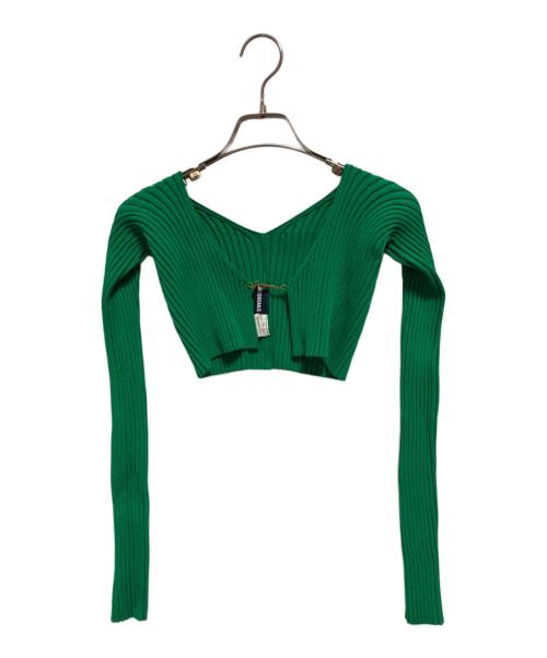 jacquemus（ジャックムス）jacquemus (ジャックムス) リブニットカーディガン グリーン サイズ:36の古着・服飾アイテム