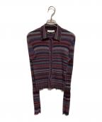 RE/DONEリダン）の古着「リブポロカーディガン」｜ボルドー×ネイビー