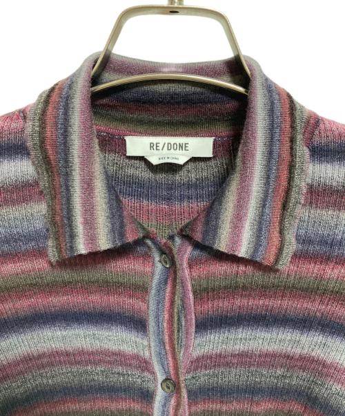 RE/DONE（リダン）RE/DONE (リダン) リブポロカーディガン ボルドー×ネイビー サイズ:Sの古着・服飾アイテム