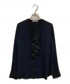 BEIGEベイジ）の古着「MAKALU フリルドットブラウス」｜ネイビー