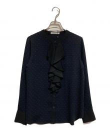 BEIGE（ベイジ）の古着「MAKALU フリルドットブラウス」｜ネイビー