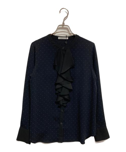 BEIGE（ベイジ）BEIGE (ベイジ) MAKALU フリルドットブラウス ネイビー サイズ:4の古着・服飾アイテム