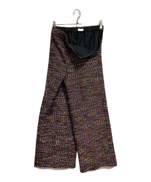 BALLSEY（ボールジィ）BALLSEY (ボールジィ) フリンジヤーンツイード ワイドパンツ ブラック サイズ:34の古着・服飾アイテム