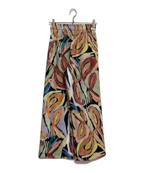 BALLSEY（ボールジィ）BALLSEY (ボールジィ) ハンドペイントプリント タックセミワイドパンツ ベージュ サイズ:34の古着・服飾アイテム
