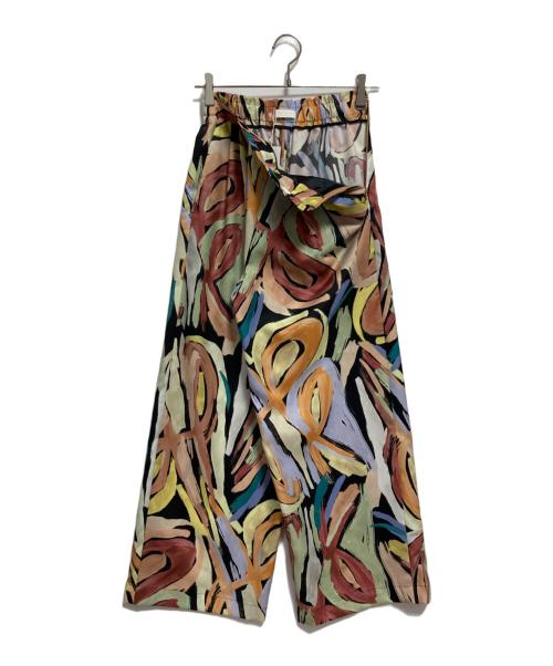 BALLSEY（ボールジィ）BALLSEY (ボールジィ) ハンドペイントプリント タックセミワイドパンツ ベージュ サイズ:34の古着・服飾アイテム