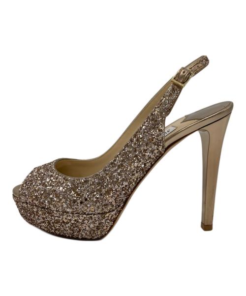 JIMMY CHOO（ジミーチュウ）JIMMY CHOO (ジミーチュウ) オープントゥーサンダル ゴールド サイズ:36 1/2の古着・服飾アイテム