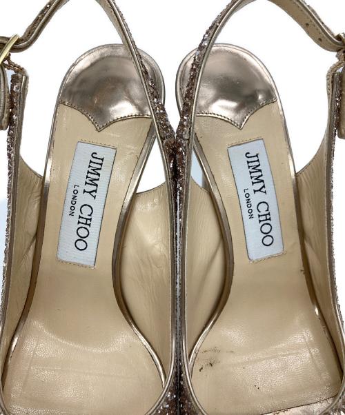 JIMMY CHOO（ジミーチュウ）JIMMY CHOO (ジミーチュウ) オープントゥーサンダル ゴールド サイズ:36 1/2の古着・服飾アイテム