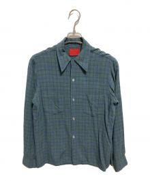 USED（ユーズド）の古着「レーヨンオープンカラーシャツ」｜グリーン