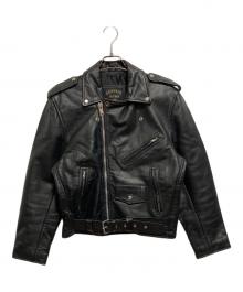 GENUINE LEATHER（ジェニュインレザー）の古着「ダブルライダースジャケット」｜ブラック