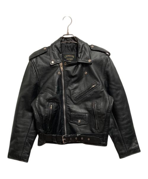 GENUINE LEATHER（ジェニュインレザー）GENUINE LEATHER (ジェニュインレザー) ダブルライダースジャケット ブラック サイズ:38の古着・服飾アイテム