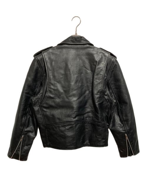 GENUINE LEATHER（ジェニュインレザー）GENUINE LEATHER (ジェニュインレザー) ダブルライダースジャケット ブラック サイズ:38の古着・服飾アイテム