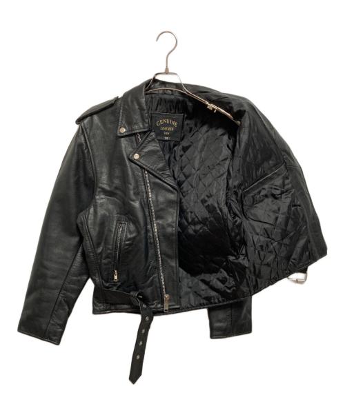 GENUINE LEATHER（ジェニュインレザー）GENUINE LEATHER (ジェニュインレザー) ダブルライダースジャケット ブラック サイズ:38の古着・服飾アイテム