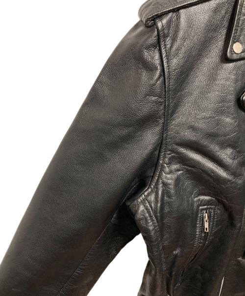 GENUINE LEATHER（ジェニュインレザー）GENUINE LEATHER (ジェニュインレザー) ダブルライダースジャケット ブラック サイズ:38の古着・服飾アイテム
