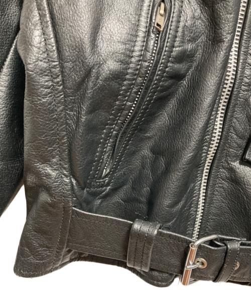 GENUINE LEATHER（ジェニュインレザー）GENUINE LEATHER (ジェニュインレザー) ダブルライダースジャケット ブラック サイズ:38の古着・服飾アイテム