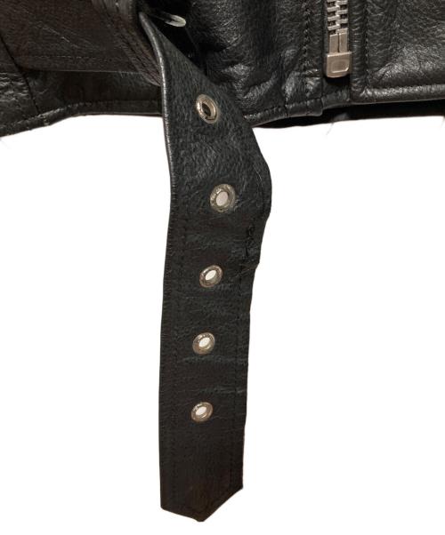 GENUINE LEATHER（ジェニュインレザー）GENUINE LEATHER (ジェニュインレザー) ダブルライダースジャケット ブラック サイズ:38の古着・服飾アイテム
