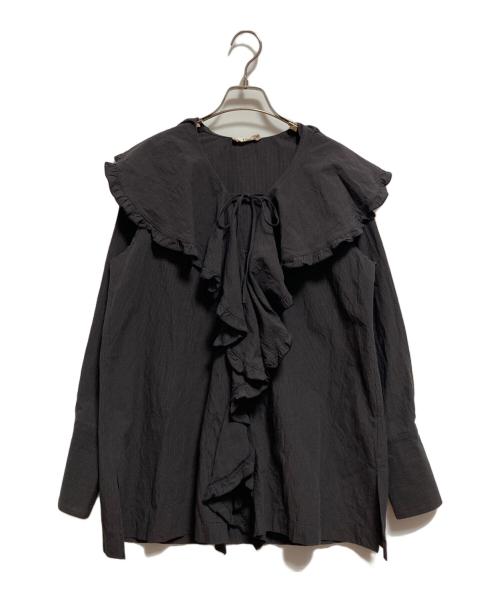 Uhr（ウーア）Uhr (ウーア) Ruffle Frill Shirt ブラウン サイズ:FREEの古着・服飾アイテム
