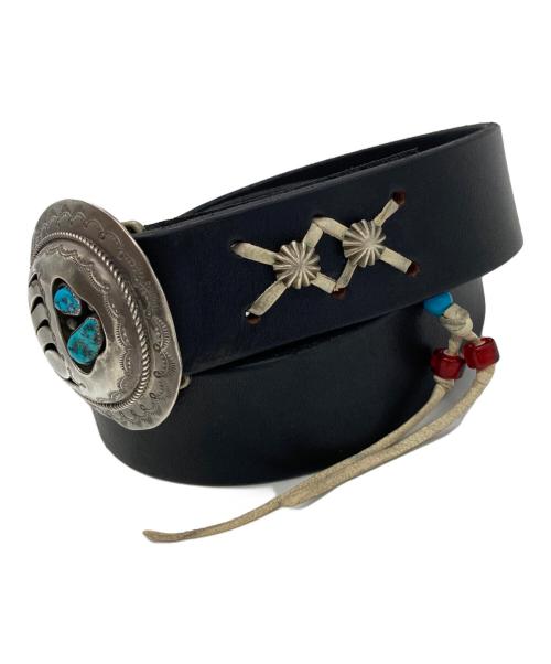 インディアンジュエリー（インディアンジュエリー）インディアンジュエリー (インディアンジュエリー) レザーベルト ブラックの古着・服飾アイテム