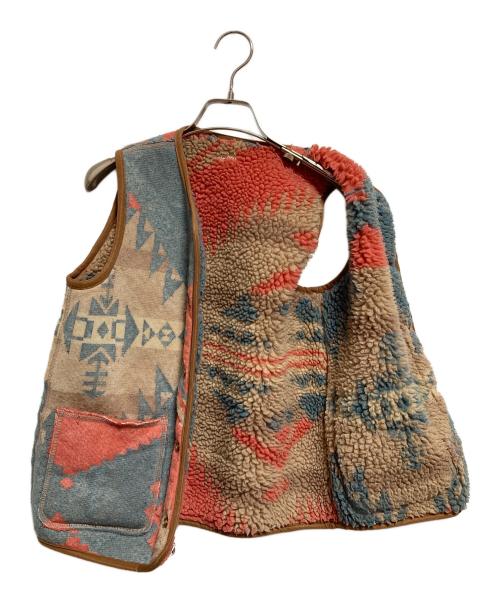 KAPITAL（キャピタル）KAPITAL (キャピタル) リバーシブルボアベスト ネイビー×ベージュの古着・服飾アイテム