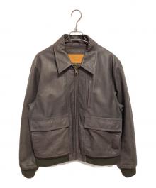 Timberland WEATHERGEAR（ティンバーランド ウェザーギア）の古着「カウハイドレザージャケット」｜ブラウン