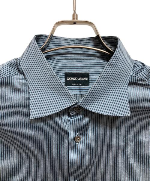 GIORGIO ARMANI（ジョルジョアルマーニ）GIORGIO ARMANI (ジョルジョアルマーニ) ストライプシルクシャツ ブルー サイズ:41の古着・服飾アイテム