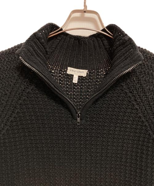 GIORGIO ARMANI LE COLLEZIONI（ジョルジオアルマーニ）GIORGIO ARMANI LE COLLEZIONI (ジョルジオアルマーニ) ハーフジップニット ブラック サイズ:48の古着・服飾アイテム