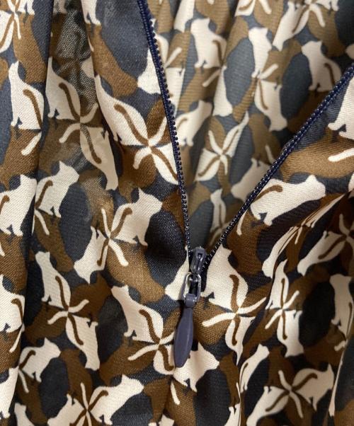 ANAYI（アナイ）ANAYI (アナイ) キャットプリント総柄ワンピース ブラウン×ネイビー サイズ:36の古着・服飾アイテム