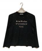 Acne studiosアクネ ストゥディオズ）の古着「ラインストーンロゴTシャツ」｜ブラック