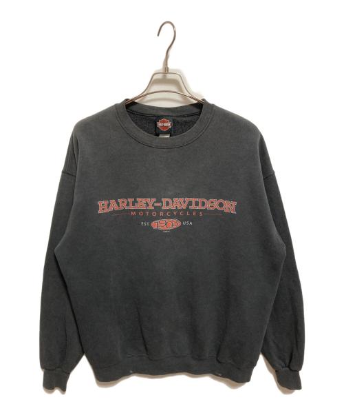 HARLEY-DAVIDSON（ハーレーダビッドソン）HARLEY-DAVIDSON (ハーレーダビッドソン) クルーネックスウェット ブラック サイズ:Lの古着・服飾アイテム