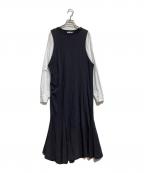 nagonstansナゴンスタンス）の古着「layered dress」｜ブラック×ホワイト