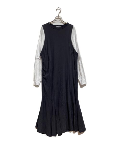 nagonstans（ナゴンスタンス）nagonstans (ナゴンスタンス) layered dress ブラック×ホワイト サイズ:Mの古着・服飾アイテム