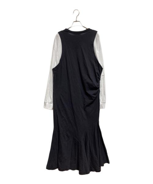 nagonstans（ナゴンスタンス）nagonstans (ナゴンスタンス) layered dress ブラック×ホワイト サイズ:Mの古着・服飾アイテム